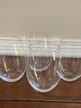 Riedel O Stemless Red Wine Crystal Glasses Cabernet Merlot Bordeaux Set of 4